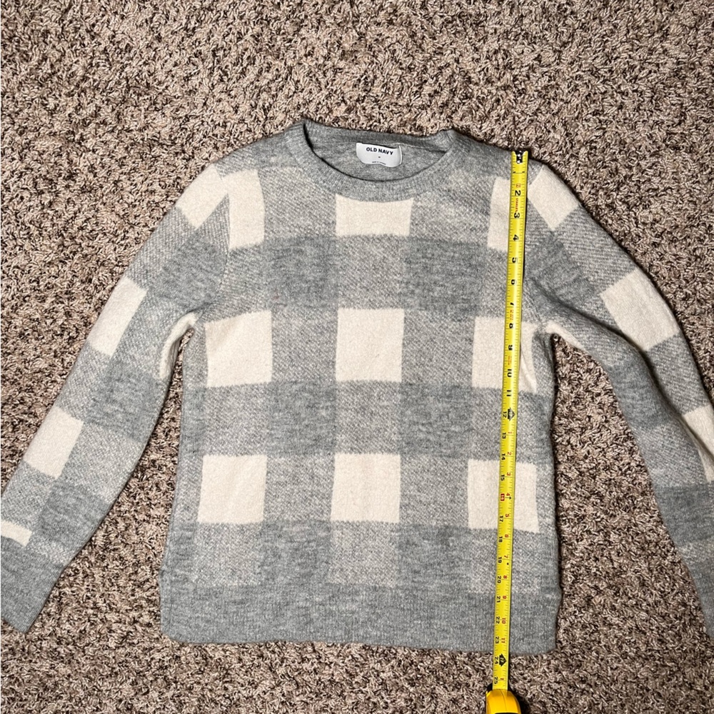 Old Navy Check Crewneck‎ Long Sleeve Sweater Women's Medium Gray Preppy Soft
